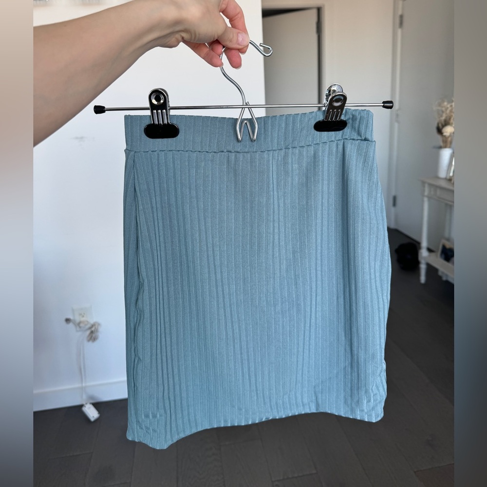 Club L London Ribbed Aqua Pencil Skirt